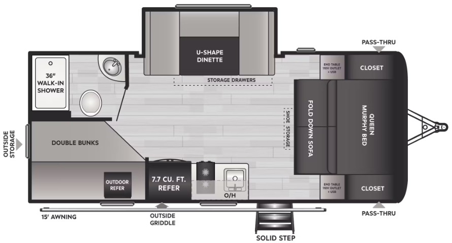 2023 KEYSTONE HIDEOUT 181BH, , floor-plans-day image number 0